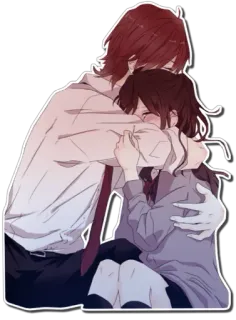 ❤ abraço, anime, mangá, casal, amor, conforto, abraçar telegram sticker