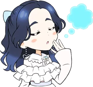😴 Kreskówka, Anime, Chibi, Kawaii, Słodkie, Dziewczyna, Myślenie telegram sticker