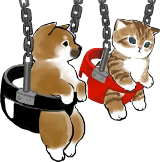 🎡 dog, cat, swing, animals, cute telegram sticker