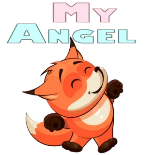 😀 MY ANGEL raposa, animal, anjo, fofo, desenho animado whatsapp sticker