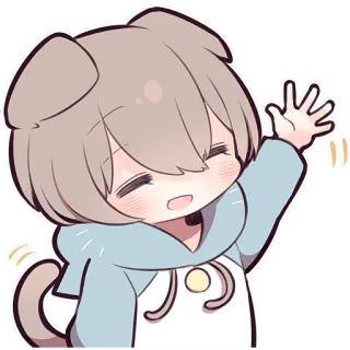 👋 アニメ, かわいい, 可愛い, 犬, 手を振る, 漫画, ちび telegram sticker