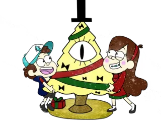 ⚠ Dipper Pines Gravity Falls animé, noël, arbre, dipper pines, mabel pines, dessin animé, gravity falls telegram sticker