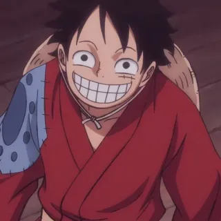 😄 Monkey D. Luffy One Piece Anime, Manga, One Piece, Luffy, Chapeau de paille, Pirate, Souriant, Joyeux telegram sticker