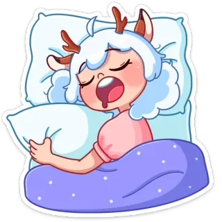 😴 спящий, зевающий, олень, милый, мультик, животное whatsapp sticker