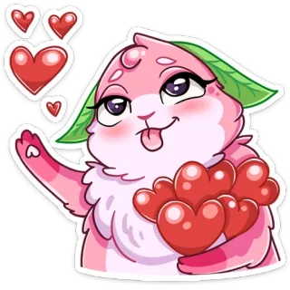 ❤️ การ์ตูน, น่ารัก, สัตว์, หัวใจ, ความรัก, สีชมพู telegram sticker