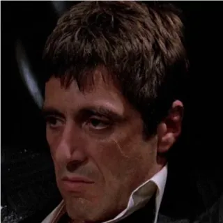 🤔 Tony Montana Scarface Tony Montana, Scarface, película, gánster, violencia, crimen, Al Pacino telegram sticker