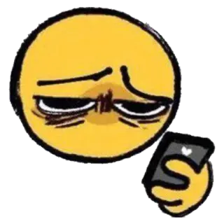 😞 Emoji, cansado, teléfono, triste, Meme telegram sticker