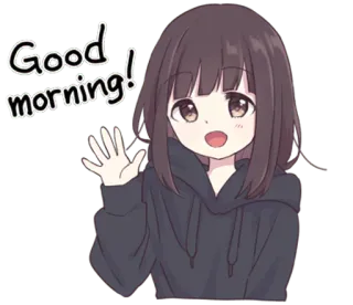 ✨ Good morning! Anime, Menina, Saudação, Bom dia, Acenar, Desenho animado telegram sticker