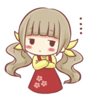 😒 девочка, грустная, милая, надутая, аниме, мультфильм telegram sticker