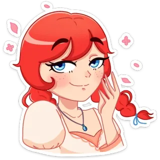 ☺ การ์ตูน, ผู้หญิง, ผมแดง, ดิจิทัลอาร์ต, ตัวละคร, ภาพประกอบ whatsapp sticker