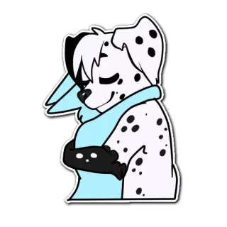 ❤️ perro, dálmata, lindo, abrazo, bufanda, dibujo animado, animal whatsapp sticker