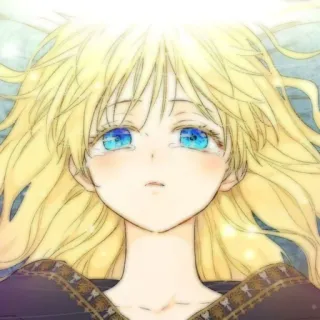 🪜 Anime, Manga, Pelo Rubio, Ojos Azules, Chica, Personaje, Retrato telegram sticker