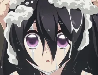 🌸 anime, crying, girl, wet hair, soap telegram sticker