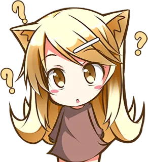 😶 动漫, 问题, 猫耳, Q版, 困惑, 贴纸 whatsapp sticker