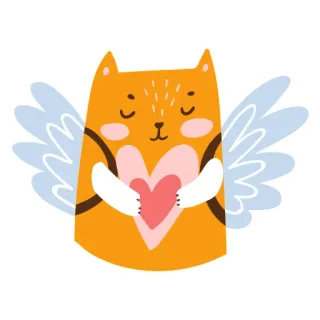👐 gatto, angelo, cuore, amore, ali, carino, animale, san valentino telegram sticker