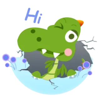 😖 Hi динозавр, детёныш, милый, животное, рептилия, мультфильм telegram sticker
