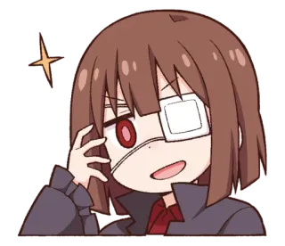 😜 Anime, Personaje, Dibujo animado, Chibi, Un ojo, Parche en el ojo telegram sticker