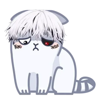 😔 DEAD INSIDE kucing, mati, dalam, emo, sedih, anime, manga, kartun telegram sticker