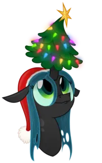 🎄 Queen Chrysalis My Little Pony Rainha Chrysalis, My Little Pony, Natal, Feriado, Desenho animado, Árvore de Natal, Pônei telegram sticker