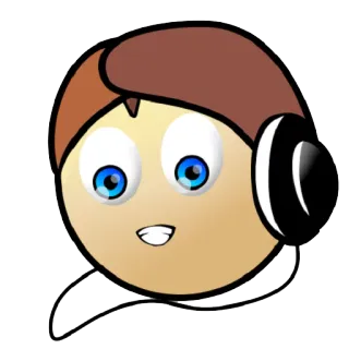 😎 мультфильм, наушники, музыка, лицо, человек telegram sticker