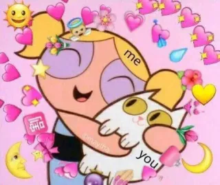 🥰 me you Мультфильм, Объятие, Любовь, Кот, Сердечки, Милый, Дружба telegram sticker