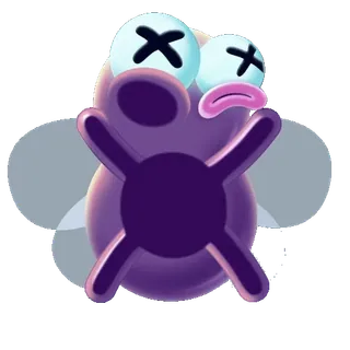 😵 mosca, morto, cartone animato, insetto, occhi a X, divertente, adesivo whatsapp sticker