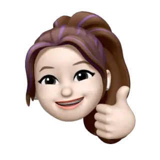 👍 Emoji, Pouce levé, Avatar, Joyeux, Femme, Brune telegram sticker