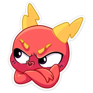 😒 cartoon, monster, angry, cute, sticker, red whatsapp sticker