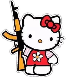 🔫 Hello Kitty hello kitty, gun, cartoon, weapon, cat telegram sticker