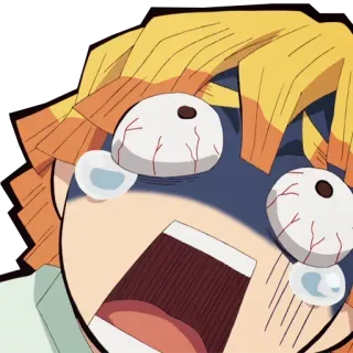 😢 Zenitsu Agatsuma Demon Slayer Anime, Demon Slayer, Zenitsu, assustado, gritando, engraçado telegram sticker