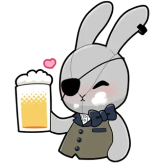 🍺 rabbit, eyepatch, pirate, beer, cartoon, cute telegram sticker