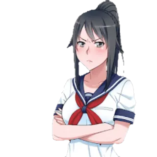 😠 Ayano Aishi Yandere Simulator Anime, Fille, Uniforme scolaire, Yandere, Jeu telegram sticker