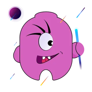 😃 monster, cyclops, satu mata, merah muda, kartun, ramah, alien whatsapp sticker