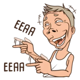 😄 EEAA engraçado, desenho animado, apontando, expressão, rindo whatsapp sticker