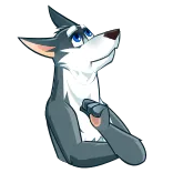 🤔 lobo, furry, animal, dibujo animado, pegatina whatsapp sticker
