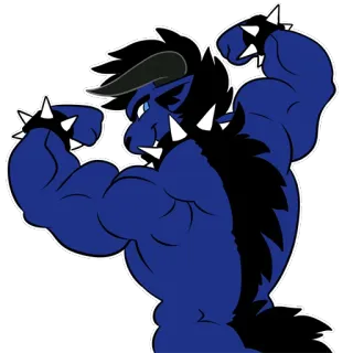 💪 Anthro, Gespierd, Monster, Creatuur, Cartoon, Furry telegram sticker