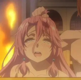 🥵 anime, rambut merah muda, perempuan, mandi, bahagia telegram sticker