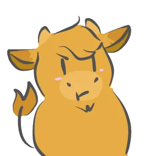 😤 mucca, animale, cartone animato, carino, arrabbiato, illustrazione, personaggio telegram sticker