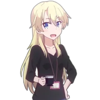 😄 Anime, Feminino, Personagem, Cabelo Loiro, Bonito, Kawaii telegram sticker