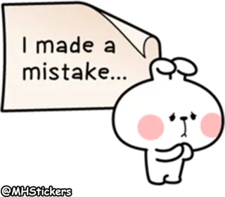 😥 I made a mistake... kelinci, kesalahan, maaf, lucu, kartun telegram sticker