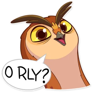 😮 O RLY? burung hantu, stiker, lucu, o rly, burung, meme internet telegram sticker