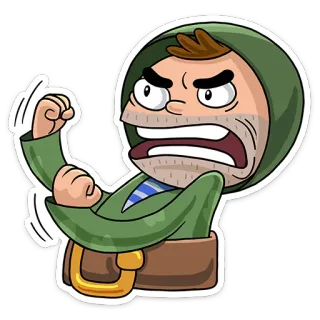 👊 arrabbiato, uomo, cappuccio, aggressivo, cartone animato telegram sticker