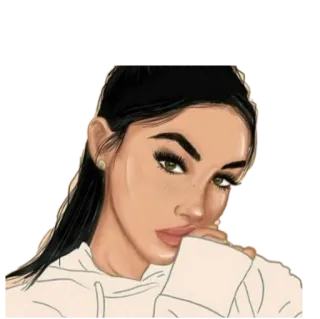 🙄 wanita, gadis, potret, kecantikan, ilustrasi, kartun whatsapp sticker