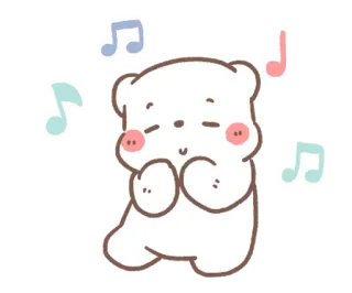 💬 urso, fofo, desenho animado, música, notas, feliz, kawaii, dança telegram sticker