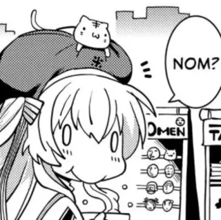 🙃 NOM? gato, anime, mangá, fofo, comida, comendo, chibi telegram sticker