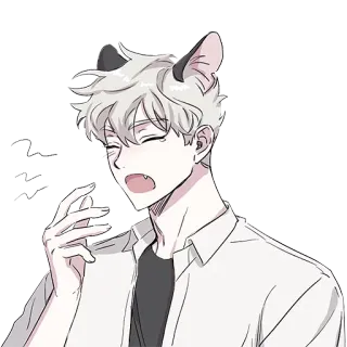 😪 anime, cat ears, man, cartoon, character, drawing telegram sticker