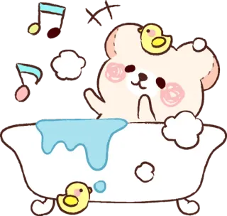 🛁 Bär, Ente, Bad, süß, Cartoon, Sticker telegram sticker