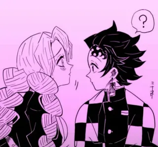 😳 Tanjiro Kamado Demon Slayer 애니메이션, 귀멸의 칼날, 카마도 탄지로, 칸로지 미츠리, 커플, 사랑 whatsapp sticker