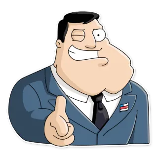 😉 Stan Smith American Dad! анимированный, большой палец вверх, ЦРУ, ситком, взрослый юмор whatsapp sticker