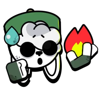 🔥 卡通, 火, 流汗, 惊喜, 角色 telegram sticker